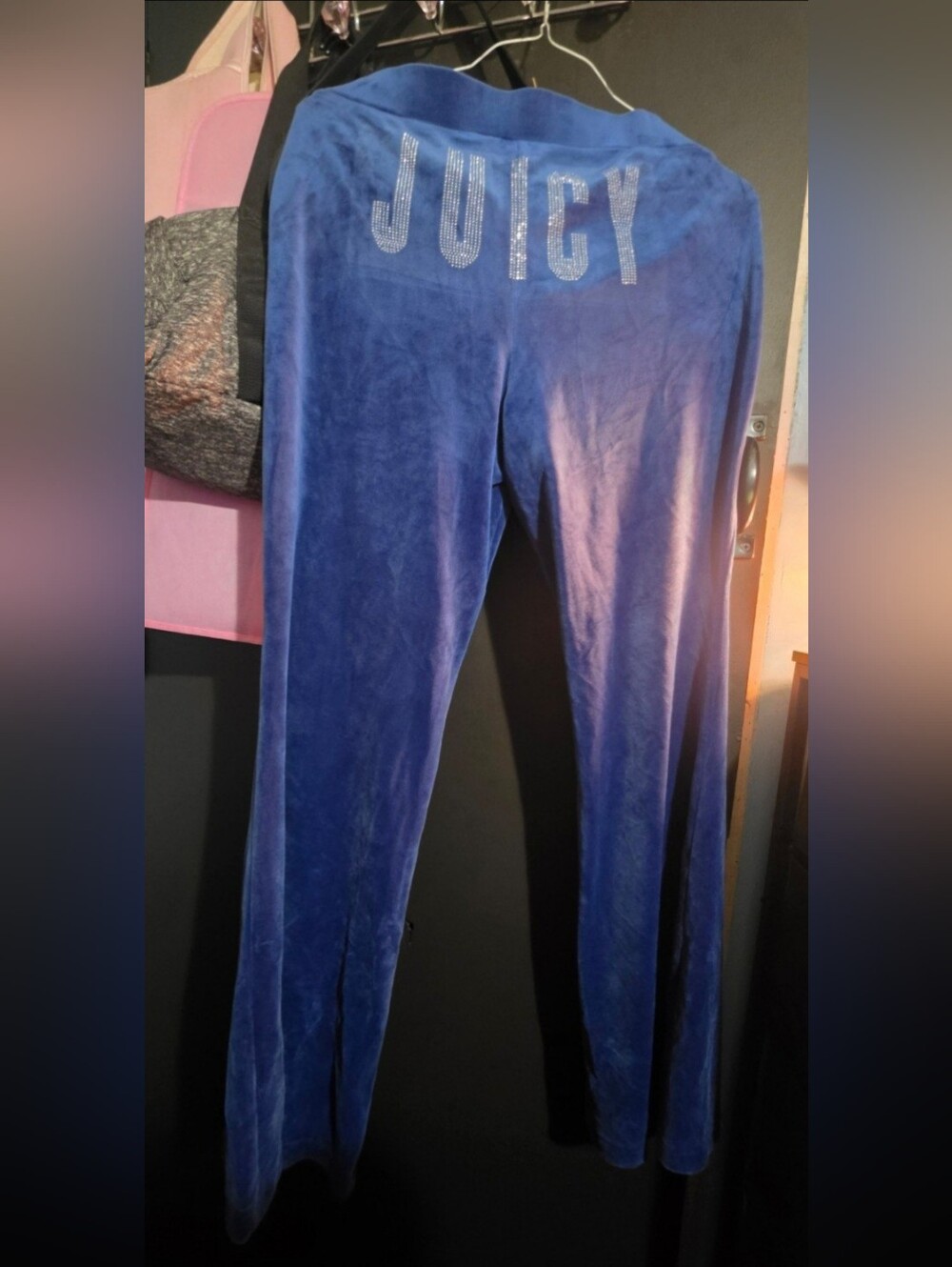 Juicy Couture Blue Velour Logo Track Pants